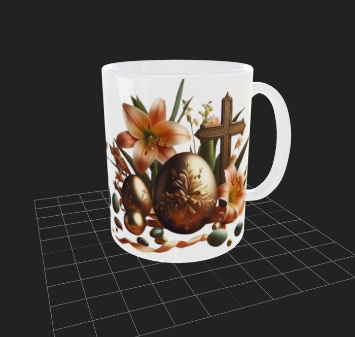 Cana alba de Paste cu model auriu [2]