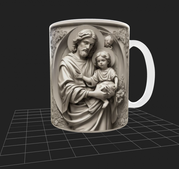 Cană albă Isus cu copil [2]