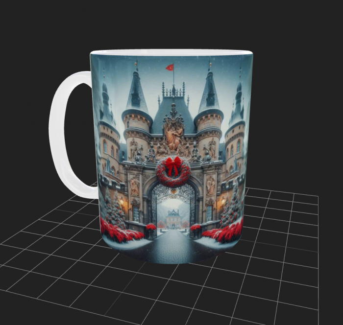 Cana de Craciun cu Castel si peisaj de iarna [2]