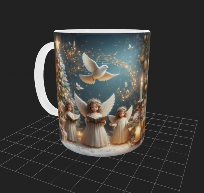 Cana de Craciun cu ingerasi si brad [2]