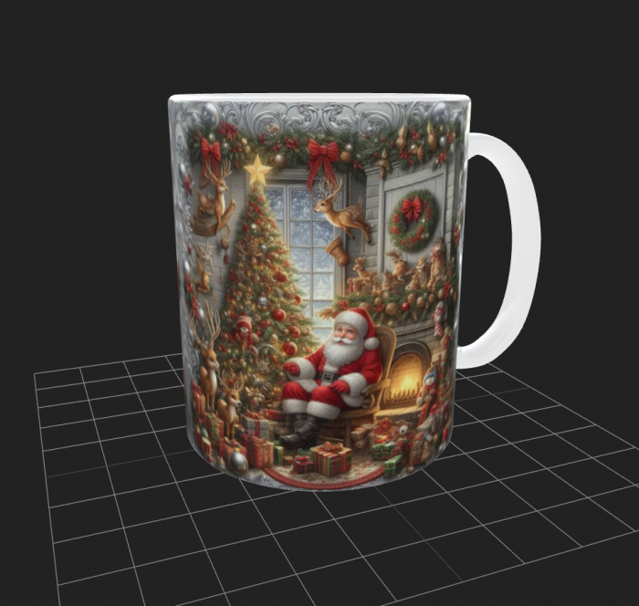 Cana de Craciun cu Mos Craciun si brad [1]