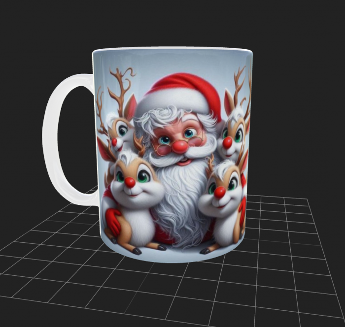 Cana de Craciun cu Mos Craciun si reni [2]