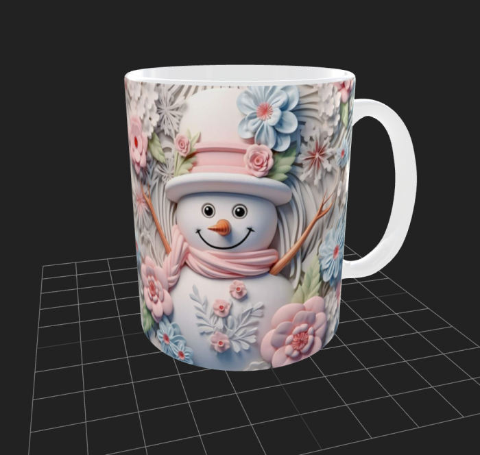 Cana de Craciun cu Om de Zapada cu palarie si fular roz [1]