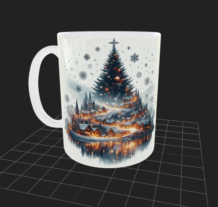 Cana de Craciun cu oras si brad [2]