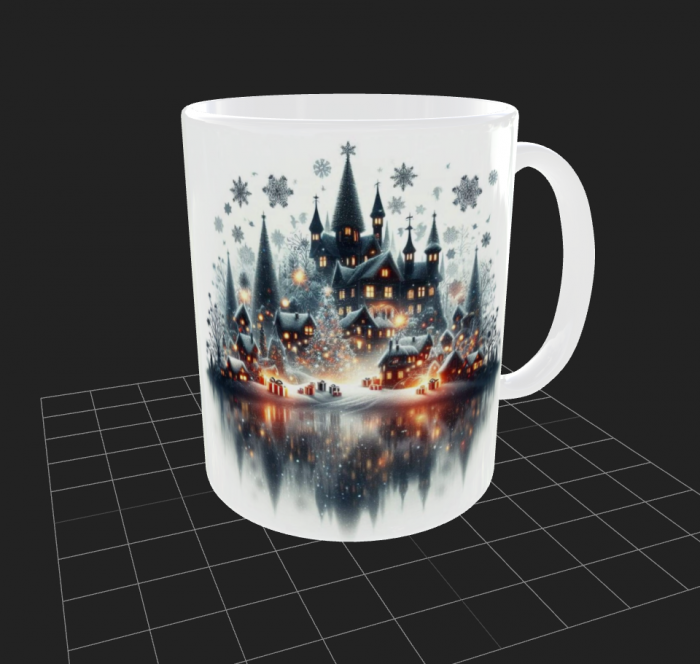 Cana de Craciun cu oras si brad [1]