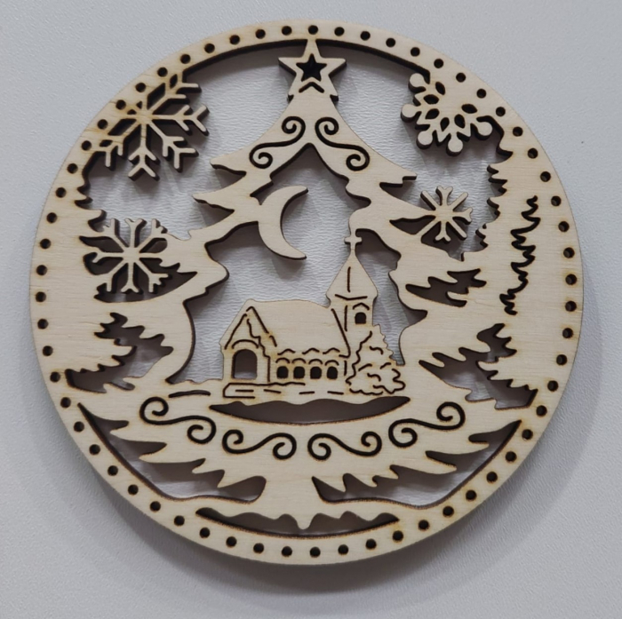 Glob cu Biserică si brad - lemn [1]