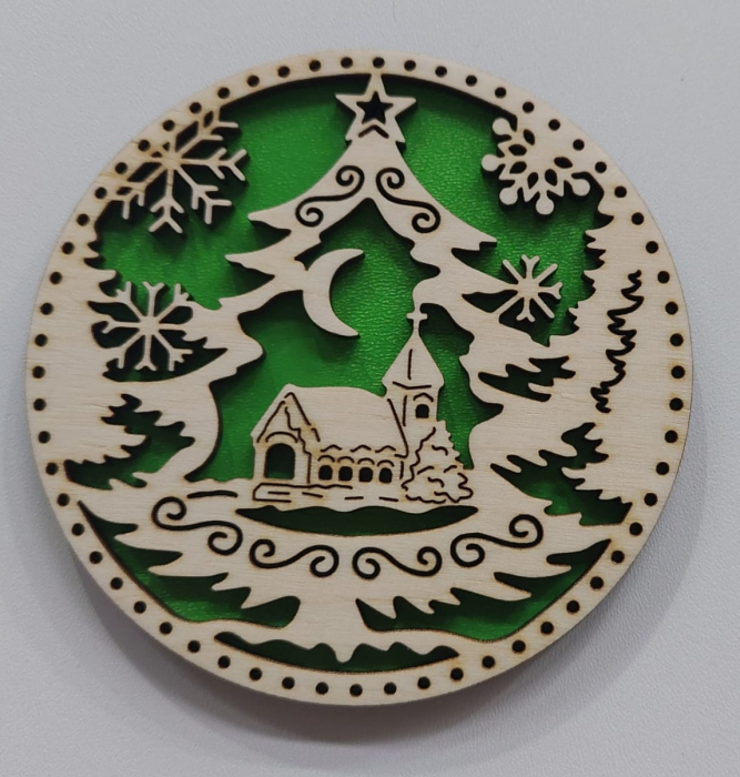 Glob cu Biserică si brad - lemn [3]