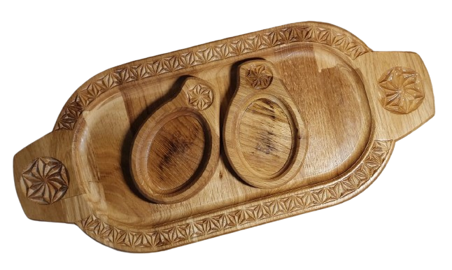 Platou din lemn cu 2 sosiere cu motive tradiționale [2]