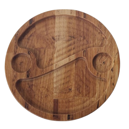 Platou rotund din lemn de stejar rotund cu 4 locașe [1]