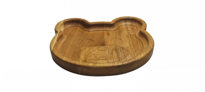 Platou servire model ursulet, din lemn, pentru copii [3]
