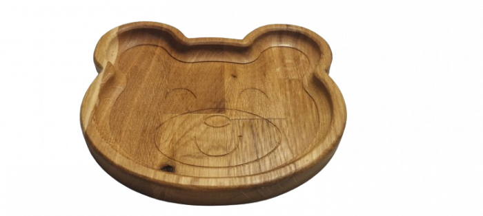 Platou servire model ursulet, din lemn, pentru copii [2]