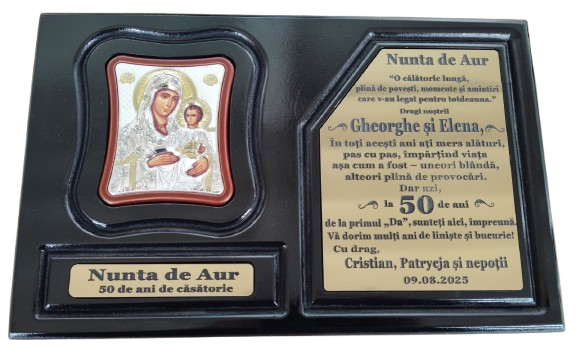 Plachetă aniversara personalizată  cu mesaj si iconiță [2]