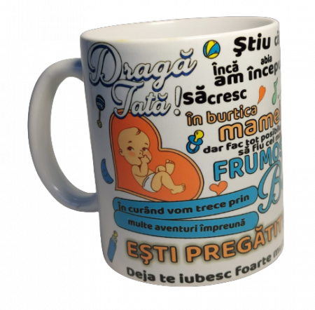 Diverse - Cană albă cu mesaj pentru viitor tătic 