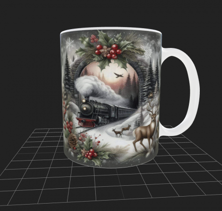 Articole de Crăciun - Cana de Crăciun cu tren și ren