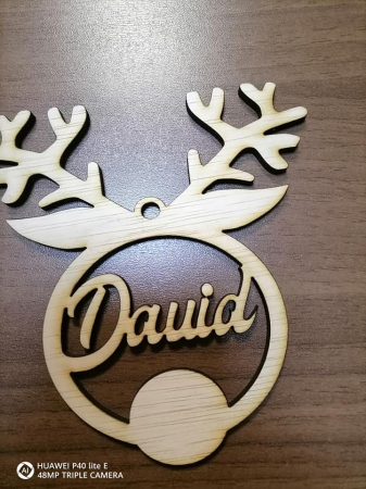 Articole de Crăciun - Glob cap de ren cu nume