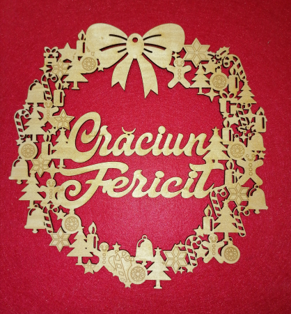 Sarbatori - Coroniță pentru ușă - cu decupaj și mesaj