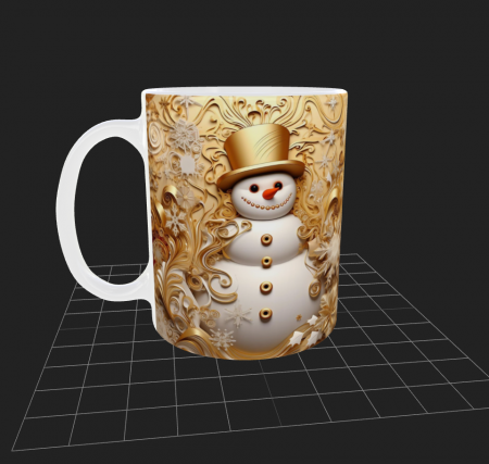 Cana cu om de zăpadă fundal auriu [1]