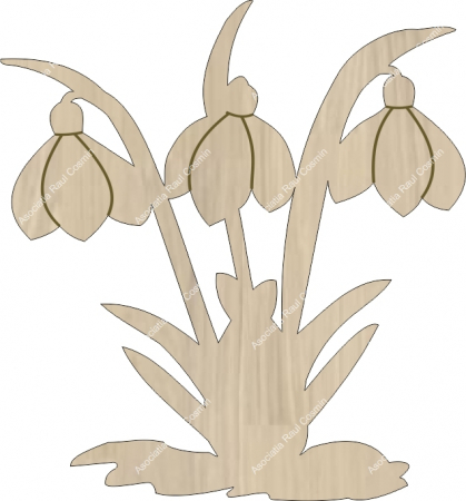 Sarbatori - Buchet ghiocei - mărțișor - lemn natur