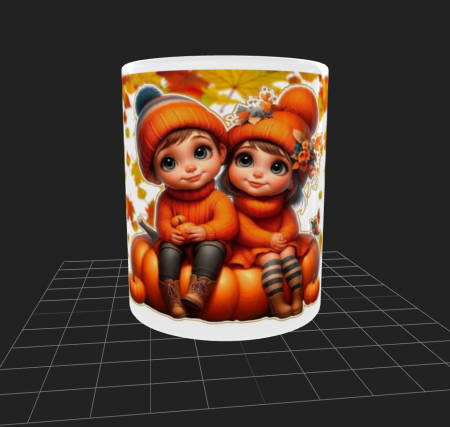 Diverse - Cana alba copii șezând pe dovleac