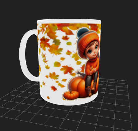 Cana alba copii șezând pe dovleac [2]