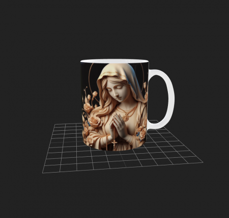 Diverse - Cană albă cu motiv religios - Fecioara Maria