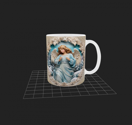 Diverse - Cană albă cu motiv religios - Înger