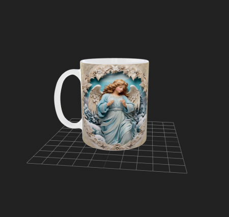 Cană albă cu motiv religios - Înger [1]