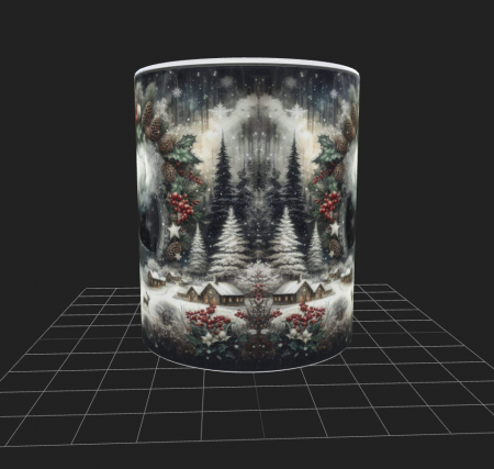 Cana de Crăciun cu peisaj de iarna si tren [1]