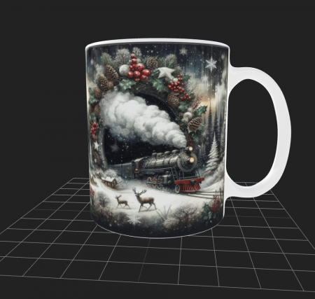 Articole de Crăciun - Cana de Crăciun cu peisaj de iarna si tren