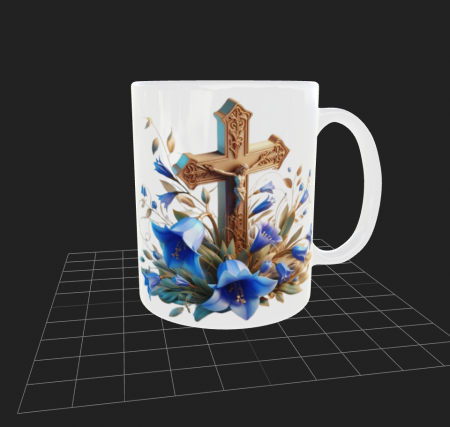 Cana alba de Paste cu flori albastre [1]