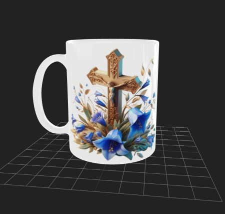 Diverse - Cana alba de Paste cu flori albastre