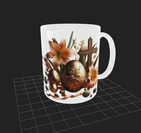 Cana alba de Paste cu model auriu [1]