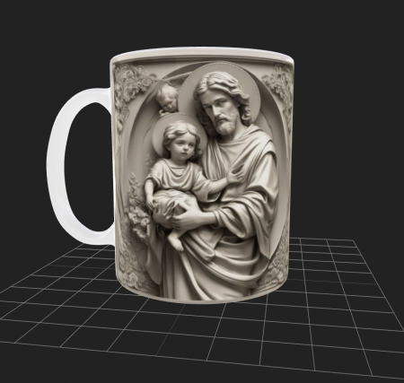 Sarbatori - Cană albă Isus cu copil