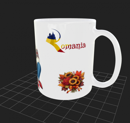 Cană albă - Părinți cu băiat in ținută populară [1]