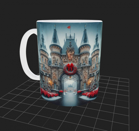 Cana de Craciun cu Castel si peisaj de iarna [1]