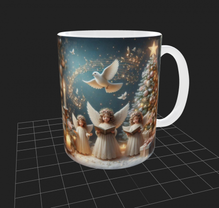 Articole de Crăciun - Cana de Craciun cu ingerasi si brad