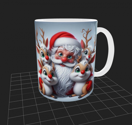 Articole de Crăciun - Cana de Craciun cu Mos Craciun si reni