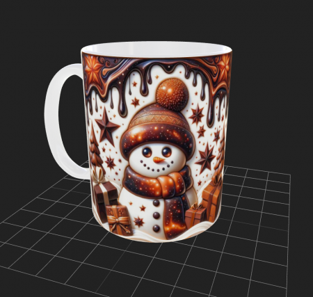 Cana de Craciun cu om de zapada cu caciula si fular ciocolatiu [1]