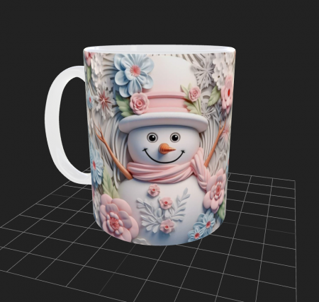 Cana de Craciun cu Om de Zapada cu palarie si fular roz [1]