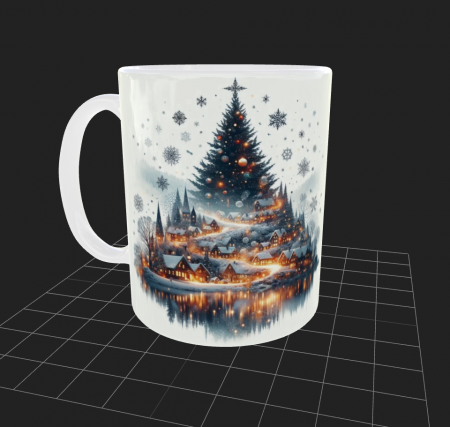 Cana de Craciun cu oras si brad [1]