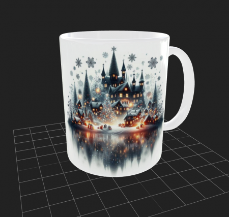 Articole de Crăciun - Cana de Craciun cu oras si brad