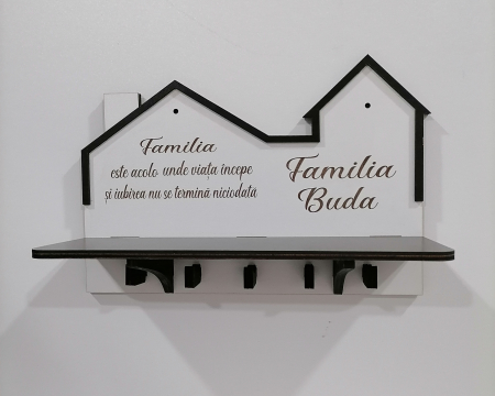 Cuier pentru chei - Cuier de chei model casa cu mesaj personalizat
