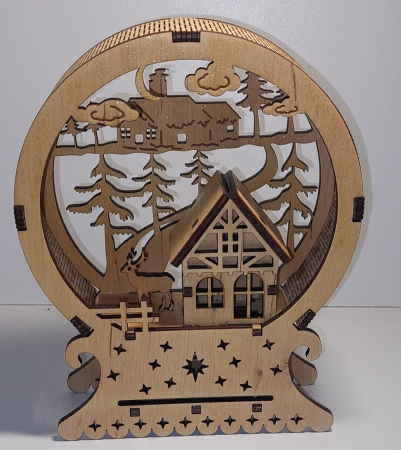 Sarbatori - Decoraţiune din lemn - glob 3D - Poveste de Craciun