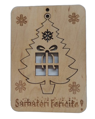 Articole de Crăciun - Felicitare - Brad cu cadou