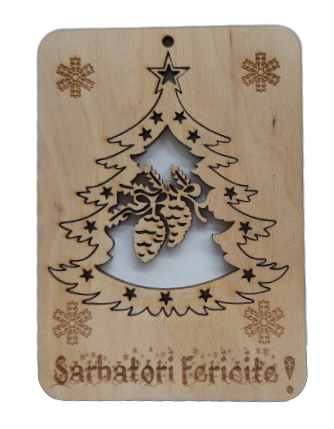 Articole de Crăciun - Felicitare - Brad cu conuri