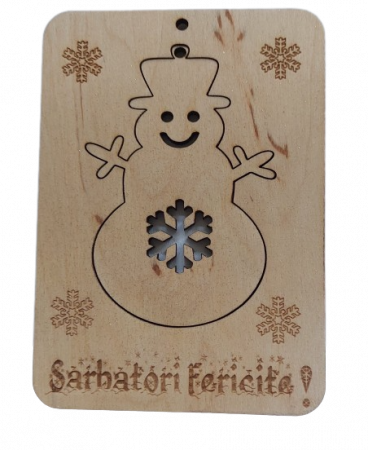Articole de Crăciun - Felicitare - Om de zăpadă cu fulg