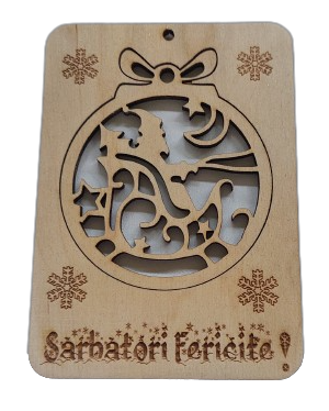 Articole de Crăciun - Felicitare - Glob Moș Craciun cu sanie