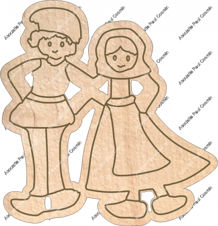 Sarbatori - Figurina fata si baiat fara suport in costum national