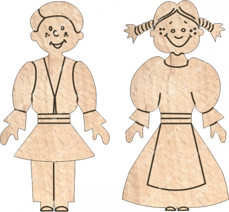 Sarbatori - Figurina fata si băiat in costum popular cu suport - varianta 2