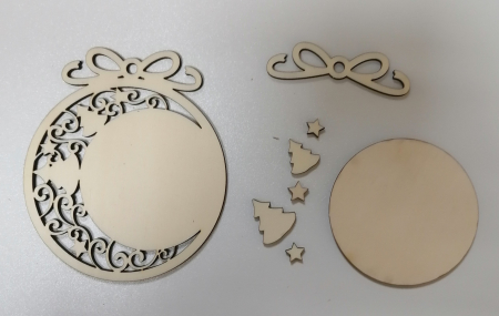 Articole de Crăciun - Glob cu locaș pentru poză din lemn.